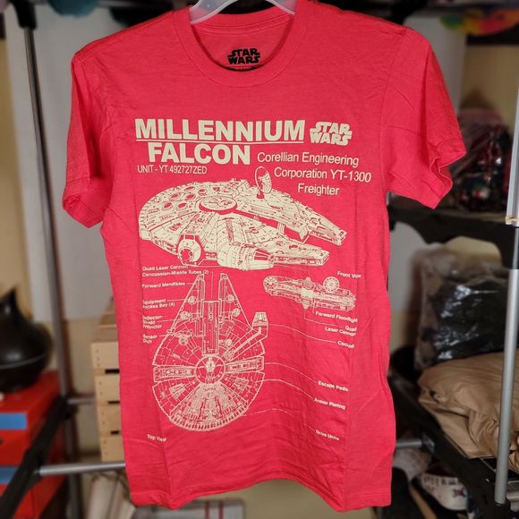 Star Wars Millennium Falcon Short Sleeve Red Tee - Size Small - Picture 2 of 4
